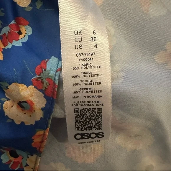 NWT ASOS blue floral midi tea dress size 4 - Picture 7 of 9